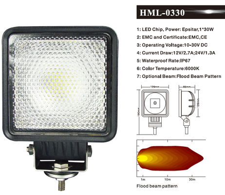 lumières d'inondation de travail de 30W 2400lm 6000K LED pour le camion des véhicules à moteur